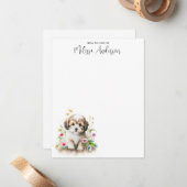 Havanese Hund Welpe Watercolor Niedlich Personalis Mitteilungskarte (Vorderseite/Rückseite Beispiel)