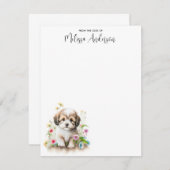 Havanese Hund Welpe Watercolor Niedlich Personalis Mitteilungskarte (Vorne/Hinten)