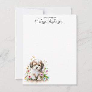 Havanese Hund Welpe Watercolor Niedlich Personalis Mitteilungskarte