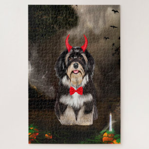 Havanese Hund zu Halloween-Kostüm Puzzle