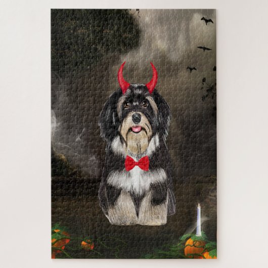 Havanese Hund zu Halloween-Kostüm Puzzle (Vertikal)