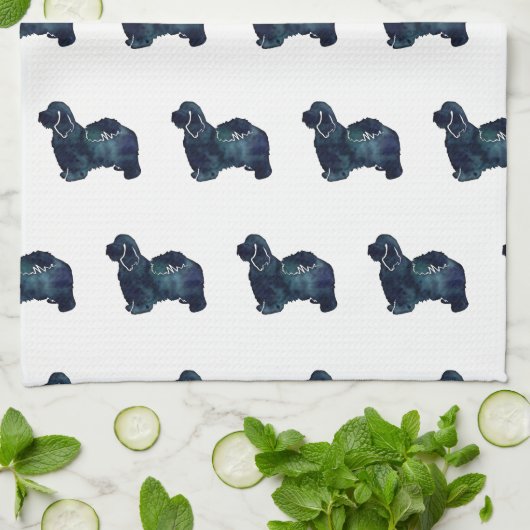 Havanese Hunde Silhouette Wasserfarbe Geschirrtuch (Gefaltet)