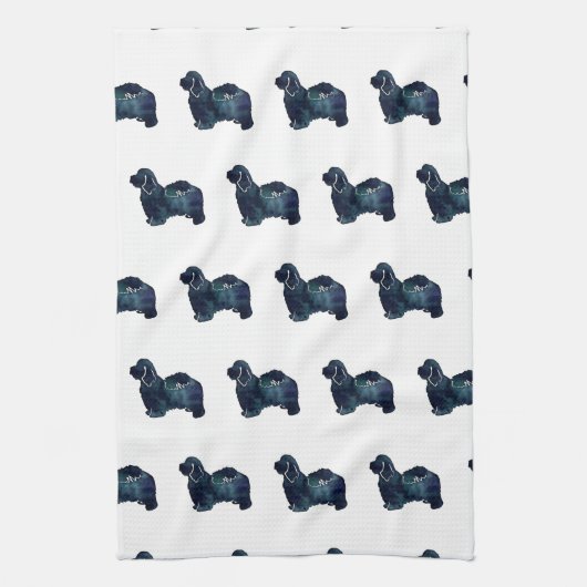 Havanese Hunde Silhouette Wasserfarbe Geschirrtuch (Vertikal)