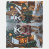 Havanese Hunde Weihnachten Schnee Feiertag Fleecedecke (Vorderseite)
