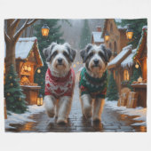 Havanese Hunde Weihnachten Schnee Feiertag Fleecedecke (Vorderseite (Horizontal))