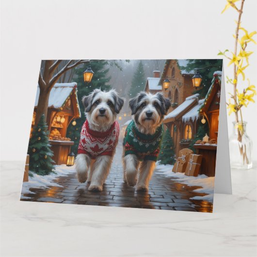 Havanese Hunde Weihnachtsschneeurlaub Karte (Gelbe Blume)