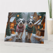 Havanese Hunde Weihnachtsschneeurlaub Karte (Vorderseite)