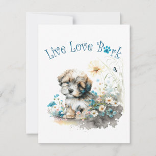 Havanese Hundefrau Blumen Mitteilungskarte