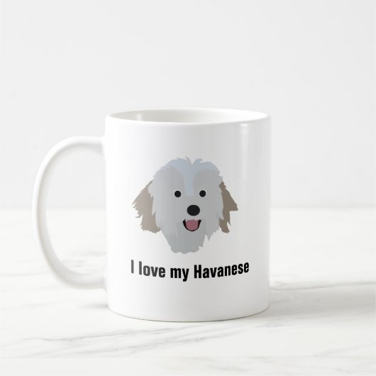 Havanese Hundekaffee-Tasse - i-Liebe mein Havanese Kaffeetasse (Links)