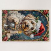 Havanese Illuminated Manuscript Christmas Hat Puzzle (Horizontal)