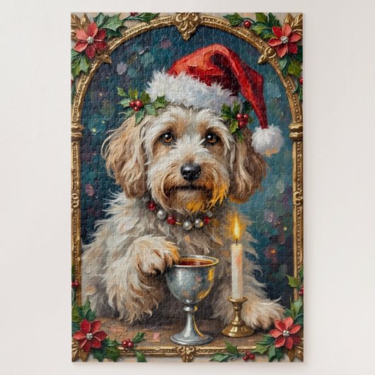 Havanese Illuminated Manuscript Christmas Hat Puzzle (Vertikal)