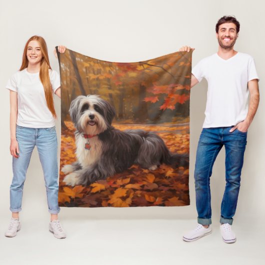 Havanese im Herbst Leaves Fall Inspiriert Fleecedecke (Beispiel)