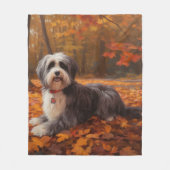 Havanese im Herbst Leaves Fall Inspiriert Fleecedecke (Vorderseite)