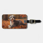 Havanese im Herbst Leaves Fall Inspiriert Gepäckanhänger (Vorderseite horizontal)