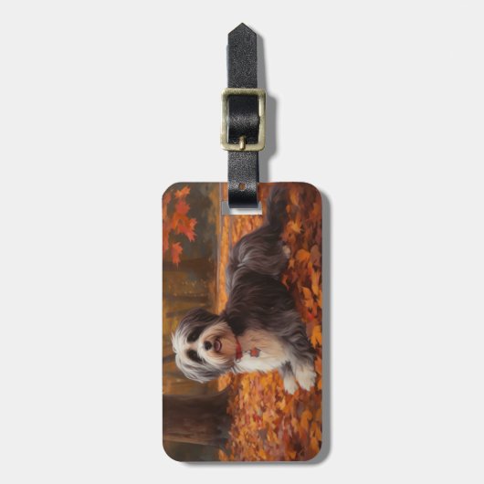 Havanese im Herbst Leaves Fall Inspiriert Gepäckanhänger (Vorderseite vertikal)