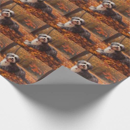 Havanese im Herbst Leaves Fall Inspiriert Geschenkpapier (Ecke)