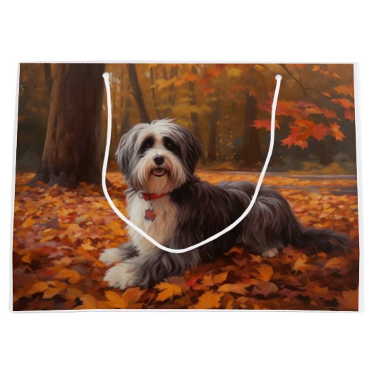 Havanese im Herbst Leaves Fall Inspiriert Große Geschenktüte (Vorderseite)
