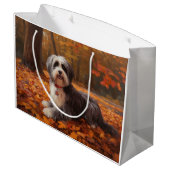 Havanese im Herbst Leaves Fall Inspiriert Große Geschenktüte (Rückseite Schrägansicht)