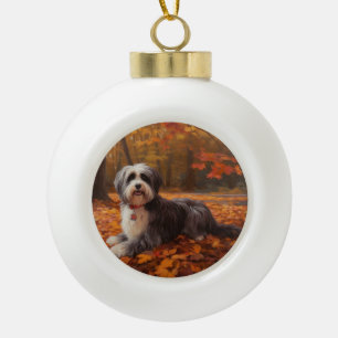 Havanese im Herbst Leaves Fall Inspiriert Keramik Kugel-Ornament