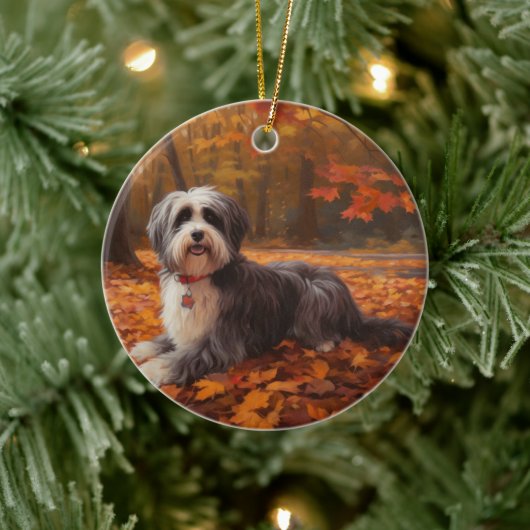 Havanese im Herbst Leaves Fall Inspiriert Keramik Ornament (Baum)