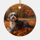 Havanese im Herbst Leaves Fall Inspiriert Keramik Ornament (Vorne)