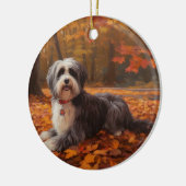 Havanese im Herbst Leaves Fall Inspiriert Keramik Ornament (Links)