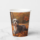 Havanese im Herbst Leaves Fall Inspiriert Pappbecher (Rückseite)