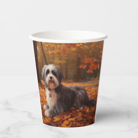 Havanese im Herbst Leaves Fall Inspiriert Pappbecher (Vorderseite)