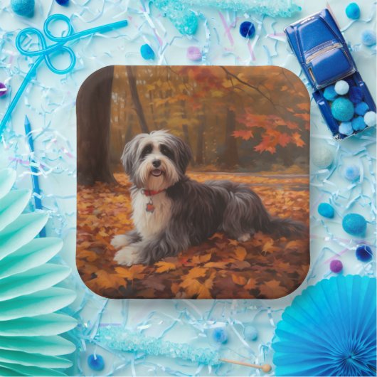 Havanese im Herbst Leaves Fall Inspiriert Pappteller (Party)