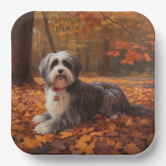 Havanese im Herbst Leaves Fall Inspiriert Pappteller (Vorderseite)