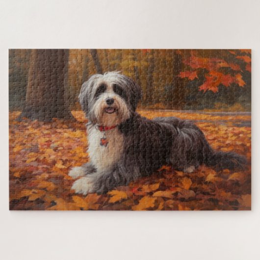 Havanese im Herbst Leaves Fall Inspiriert Puzzle (Horizontal)