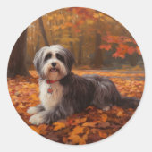 Havanese im Herbst Leaves Fall Inspiriert Runder Aufkleber (Vorderseite)