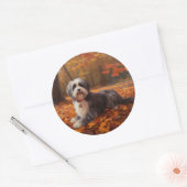 Havanese im Herbst Leaves Fall Inspiriert Runder Aufkleber (Umschlag)