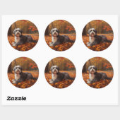 Havanese im Herbst Leaves Fall Inspiriert Runder Aufkleber (Blatt)