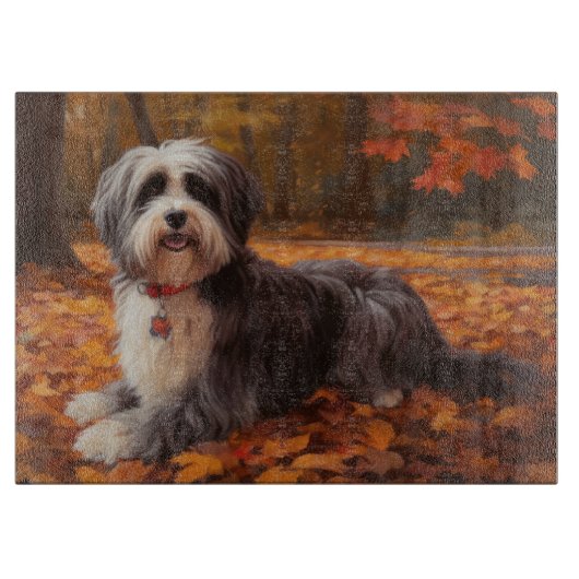 Havanese im Herbst Leaves Fall Inspiriert Schneidebrett (Vorderseite)