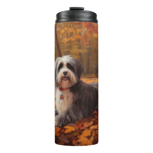 Havanese im Herbst Leaves Fall Inspiriert Thermosbecher (Vorderseite)