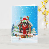 Havanese im Schnee mit Weihnachtsgeschenken Karte (Gelbe Blume)