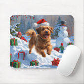 Havanese läuft in Schnee mit Weihnachtshut Mousepad (Mit Mouse)