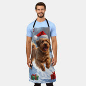 Havanese läuft in Schnee mit Weihnachtshut Schürze (Getragen)