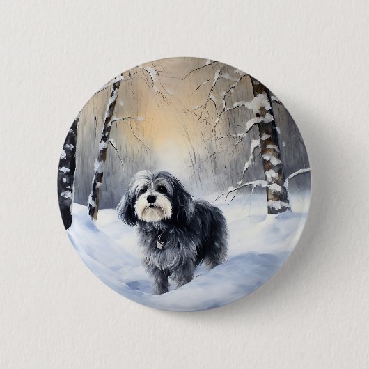 Havanese Let It Snow Weihnachten Button (Vorderseite)