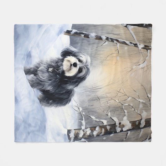 Havanese Let It Snow Weihnachten Fleecedecke (Vorderseite (Horizontal))