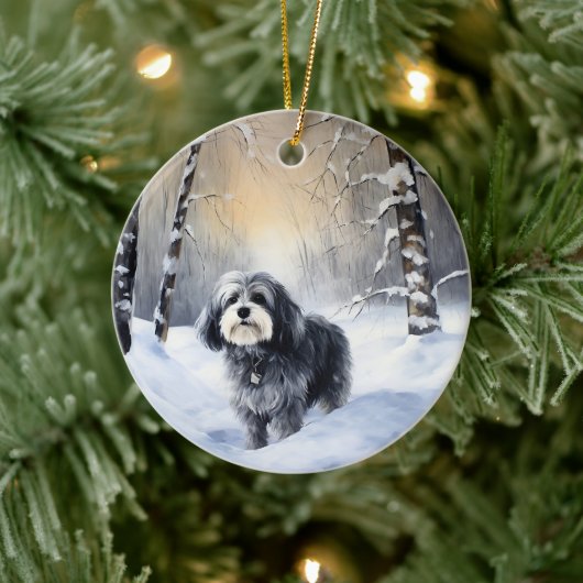 Havanese Let It Snow Weihnachten Keramik Ornament (Baum)