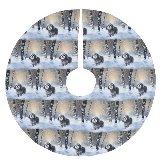 Havanese Let It Snow Weihnachten Polyester Weihnachtsbaumdecke (Vorderseite)