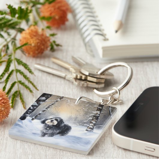 Havanese Let It Snow Weihnachten Schlüsselanhänger (Vorderseite rechts)