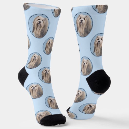Havanese Malerei Silber Niedlich Original Haustier Socken (Gewinkelt)