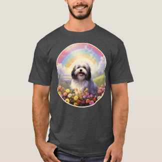 Havanese Memorial Rainbow Bridge Colorful Dog Art T-Shirt