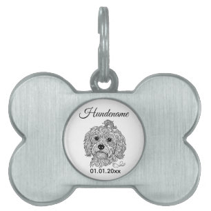 Havanese Minimalist Line Art Personalized Tag Tiermarke