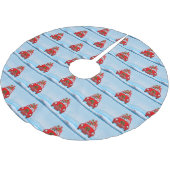 Havanese mit dem Weihnachtsmann im Auto Polyester Weihnachtsbaumdecke (Schrägansicht)