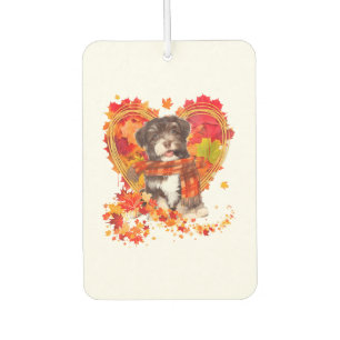 Havanese mit Herzstück aus Herbstblättern Autolufterfrischer
