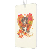 Havanese mit Herzstück aus Herbstblättern Autolufterfrischer (Links)
